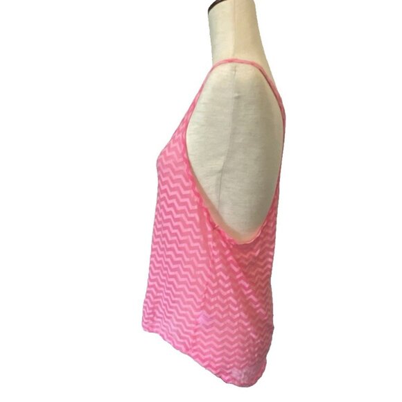 Y2K Sheer Chevron Stripe Tank Top Juniors XL Pink Racerback Mesh Retro 2000s SO - Picture 3 of 11